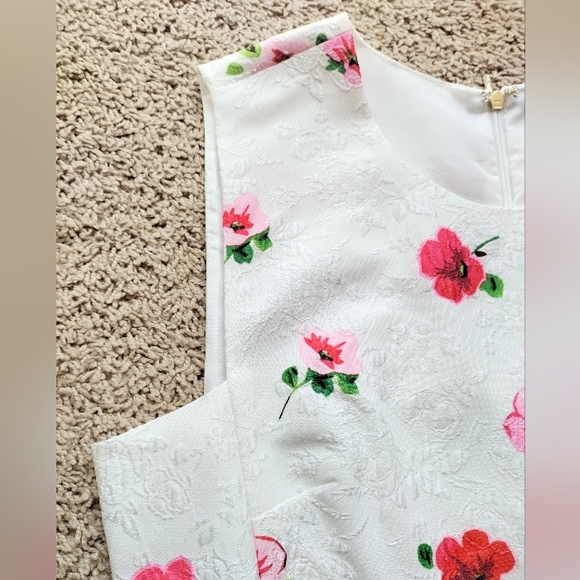 Karl Lagerfeld Dress Sz 6 Sleeveless Pink White Posey Floral Back Zip Lined - Picture 4 of 15